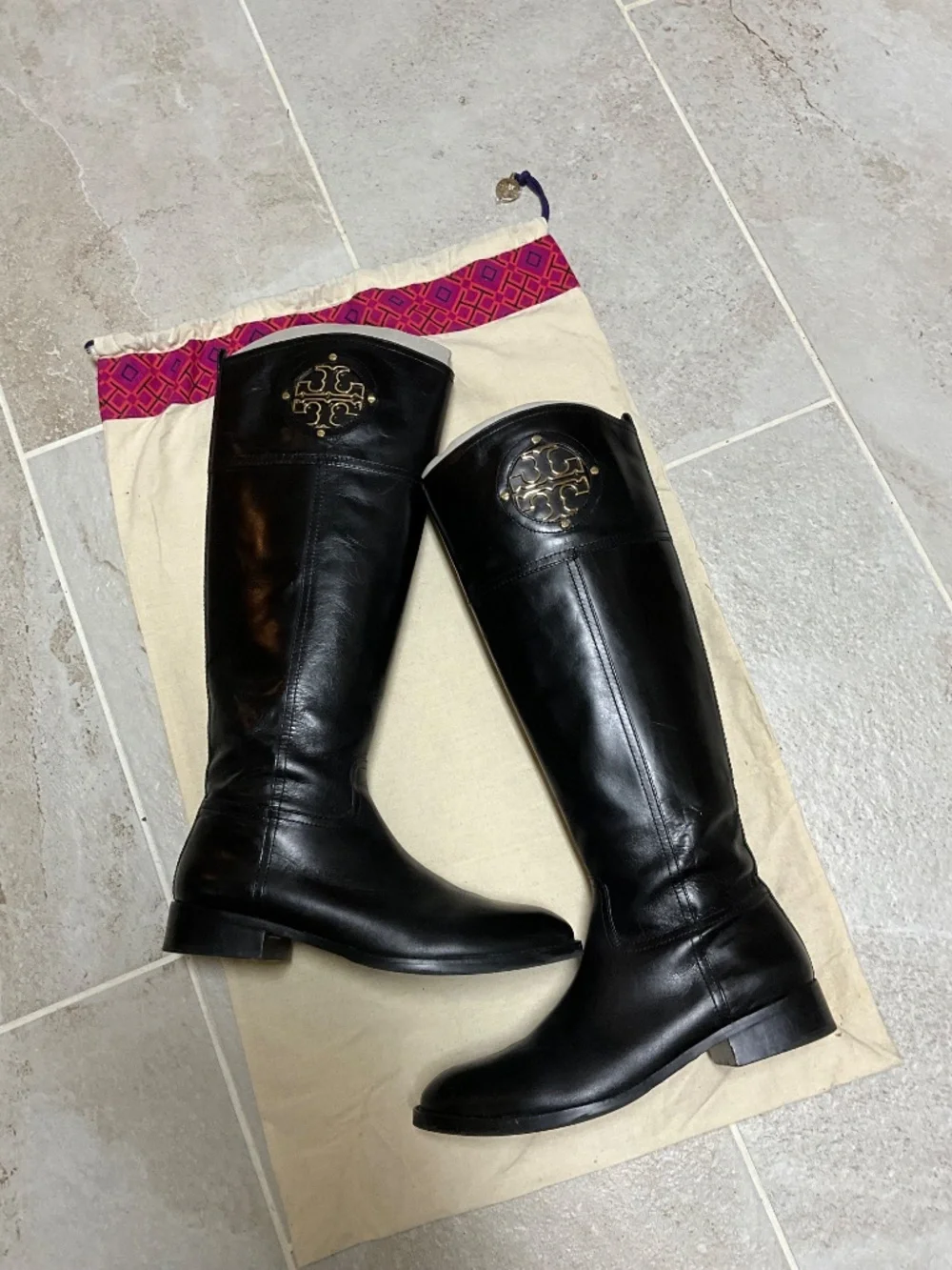 Tory Burch Black Leather Riding Boots